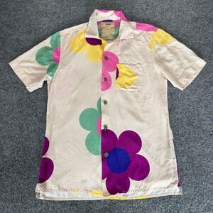 OAS Shirt Mens‎ XS Short Sleeve Button Up Retro Flower Resort Vacation Casual